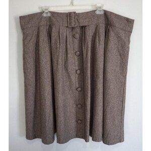 Mod Cloth Brown Fully Lined Wool Bend Button Skirt Size 3X